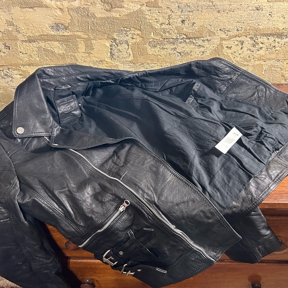 ASOS Genuine Leather Motorcycle Jacket- Double breasted, Excellent Condition - Picture 3 of 8